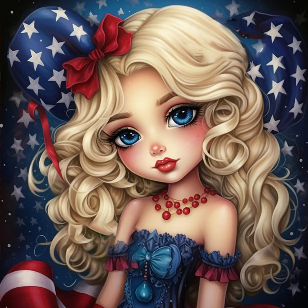 Cartoon Blonde Girl - Full Round Drill Diamond Painting 30*30CM