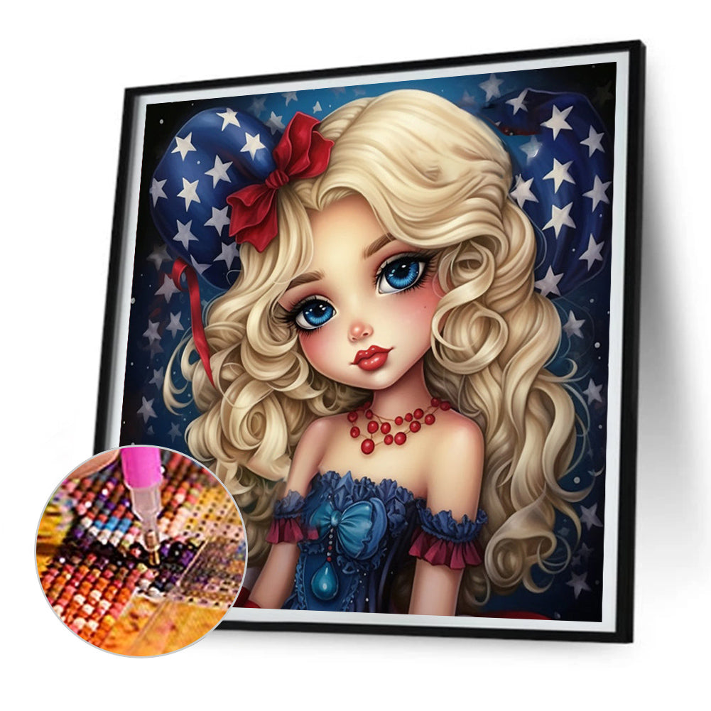 Cartoon Blonde Girl - Full Round Drill Diamond Painting 30*30CM