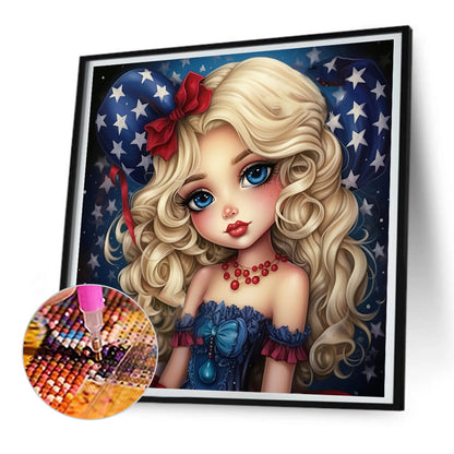 Cartoon Blonde Girl - Full Round Drill Diamond Painting 30*30CM