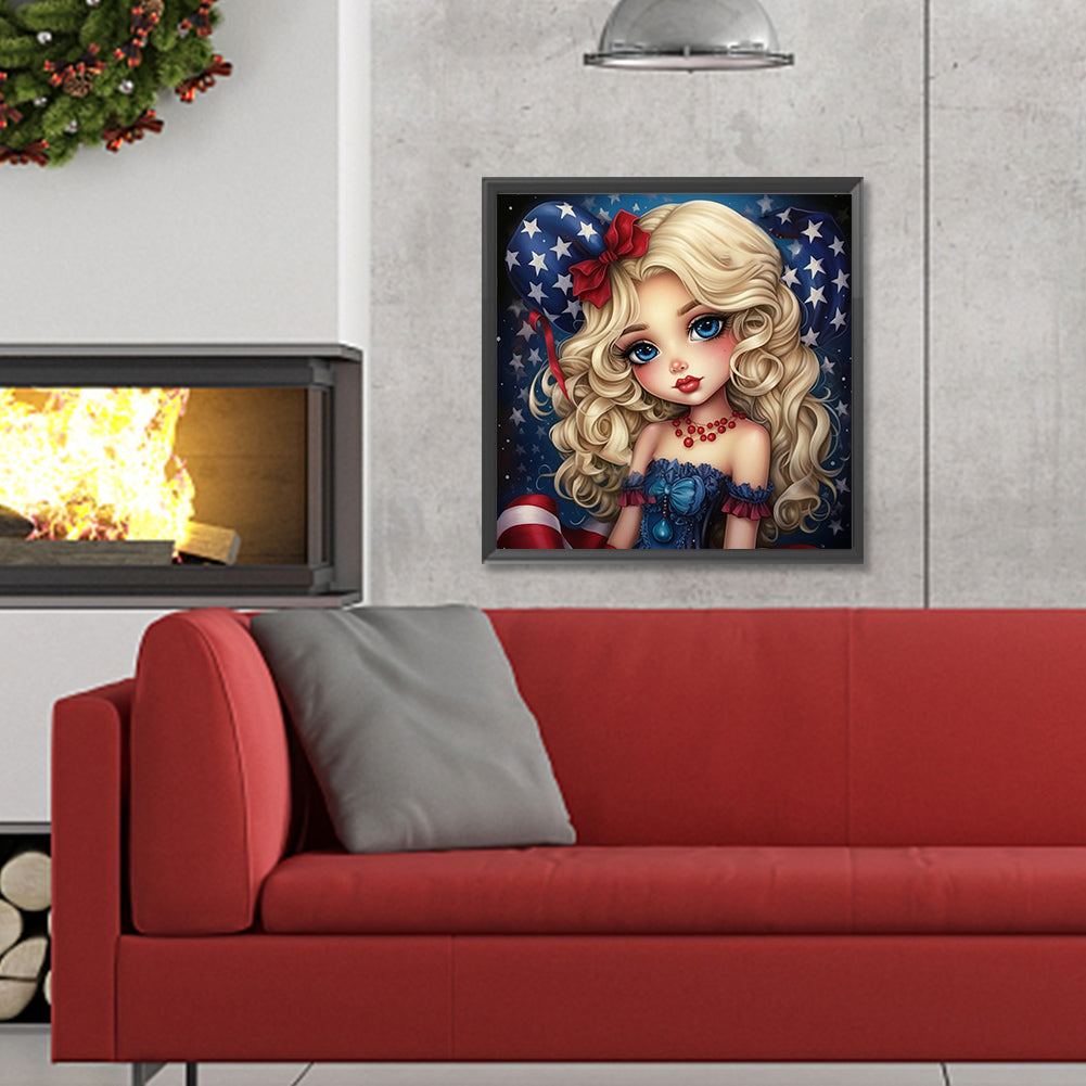 Cartoon Blonde Girl - Full Round Drill Diamond Painting 30*30CM
