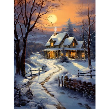 Winter Village - Full Round Drill Diamond Painting 30*40CM