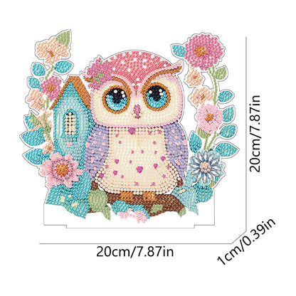 Round Diamond Painting Desktop Decor for Office Desktop Decor (Owl on a Branch)