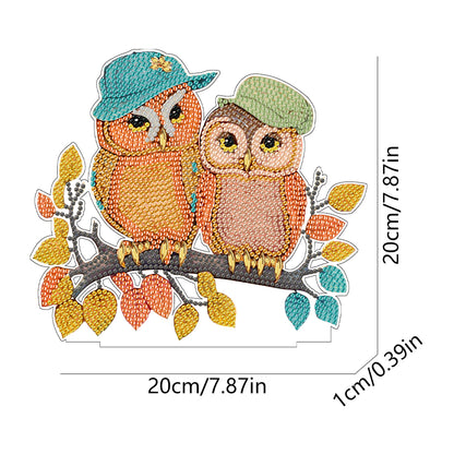 Round Diamond Painting Desktop Decor for Office Desktop (Travelling Resting Owl)