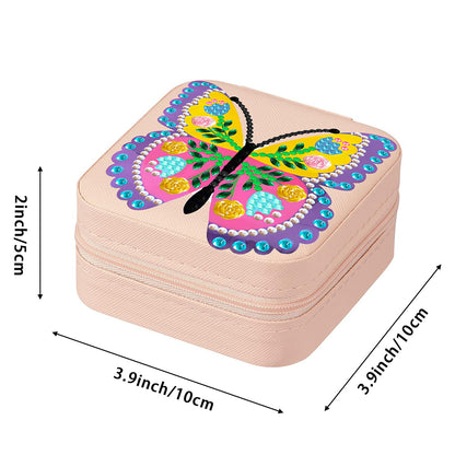 Butterfly PU Leather Special Shaped Diamond Painting Jewelry Organizer (Pink)