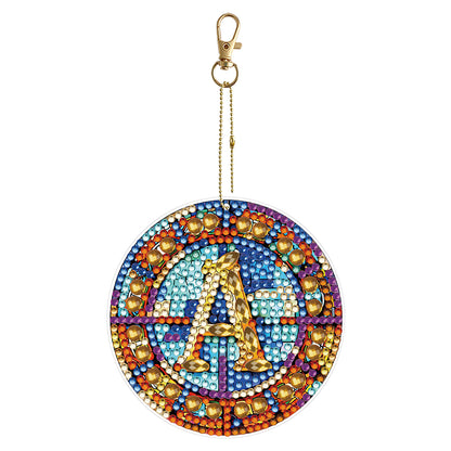 A-Z 26 Letters Double Sided Special Shape Diamond Painting Keychain Pendant (A)