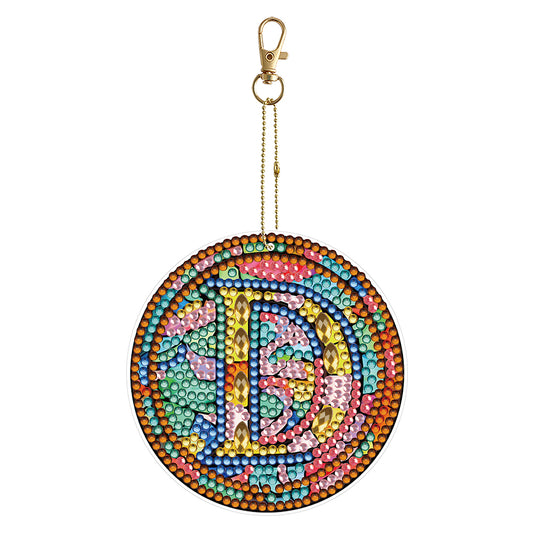 A-Z 26 Letters Double Sided Special Shape Diamond Painting Keychain Pendant (D)