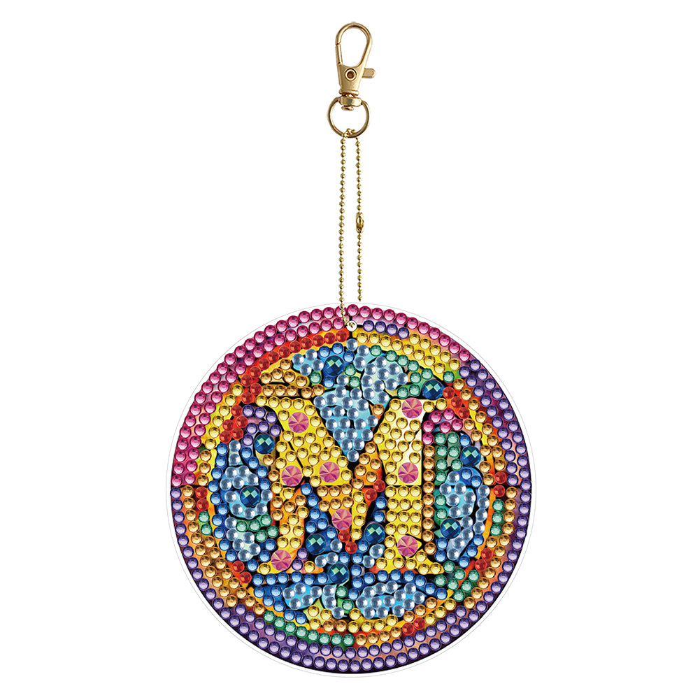 A-Z 26 Letters Double Sided Special Shape Diamond Painting Keychain Pendant (M)