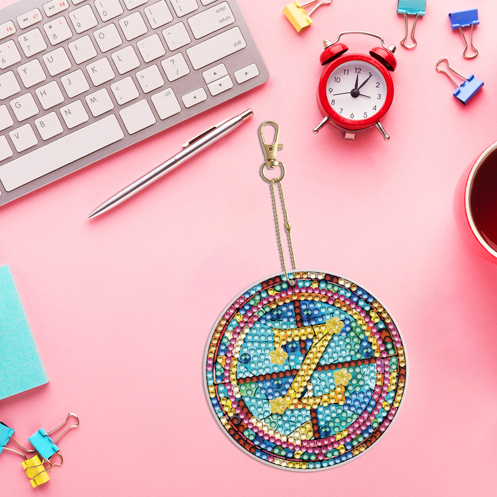 A-Z 26 Letters Double Sided Special Shape Diamond Painting Keychain Pendant (Z)