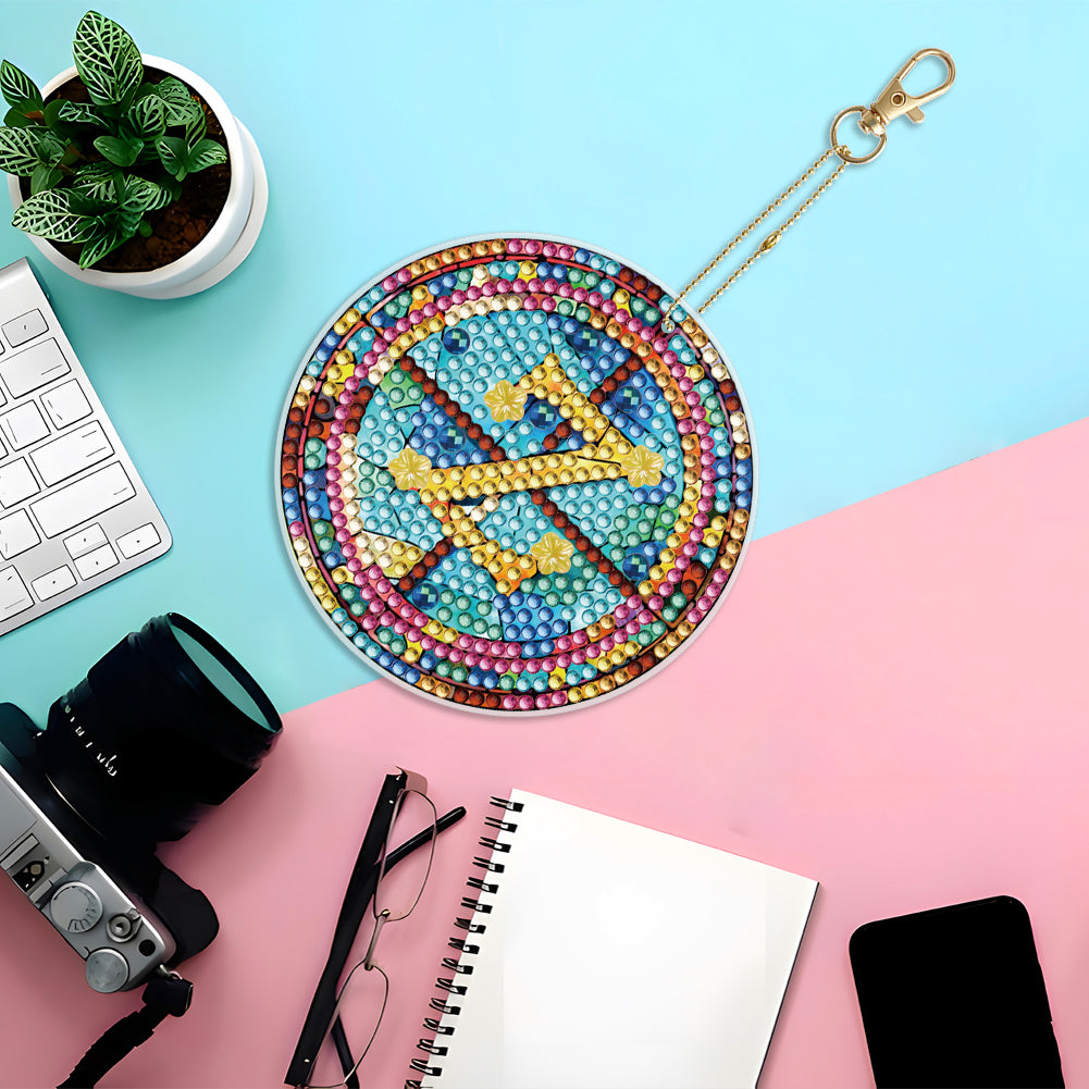 A-Z 26 Letters Double Sided Special Shape Diamond Painting Keychain Pendant (Z)