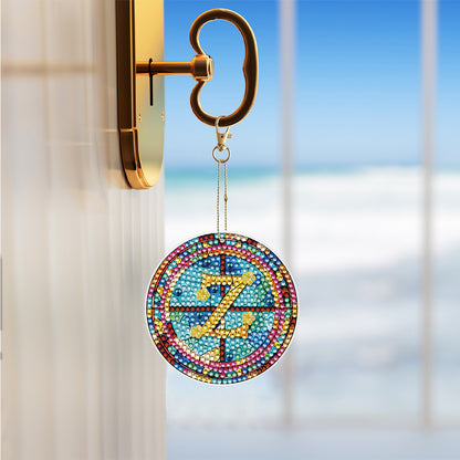 A-Z 26 Letters Double Sided Special Shape Diamond Painting Keychain Pendant (Z)