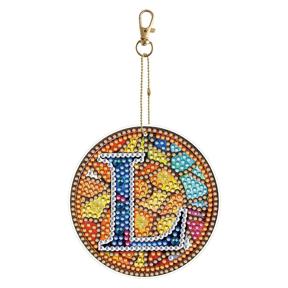 A-Z 26 Letters Double Sided Special Shape Diamond Painting Keychain Pendant (L)