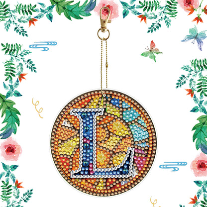 A-Z 26 Letters Double Sided Special Shape Diamond Painting Keychain Pendant (L)