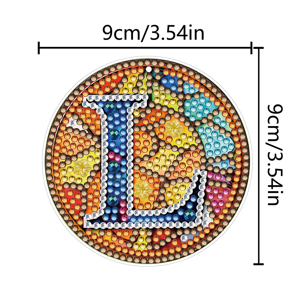 A-Z 26 Letters Double Sided Special Shape Diamond Painting Keychain Pendant (L)