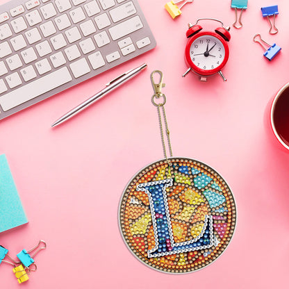 A-Z 26 Letters Double Sided Special Shape Diamond Painting Keychain Pendant (L)