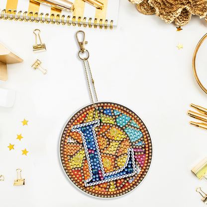 A-Z 26 Letters Double Sided Special Shape Diamond Painting Keychain Pendant (L)