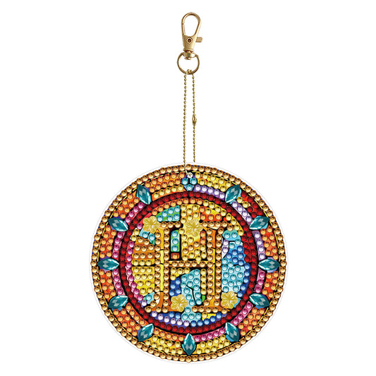 A-Z 26 Letters Double Sided Special Shape Diamond Painting Keychain Pendant (H)