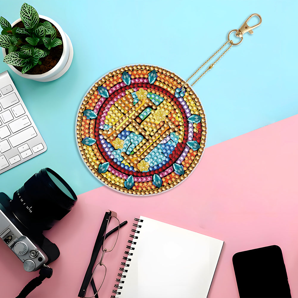 A-Z 26 Letters Double Sided Special Shape Diamond Painting Keychain Pendant (H)