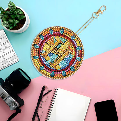 A-Z 26 Letters Double Sided Special Shape Diamond Painting Keychain Pendant (H)