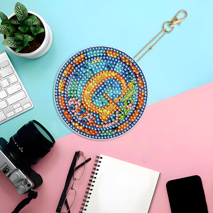 A-Z 26 Letters Double Sided Special Shape Diamond Painting Keychain Pendant (G)