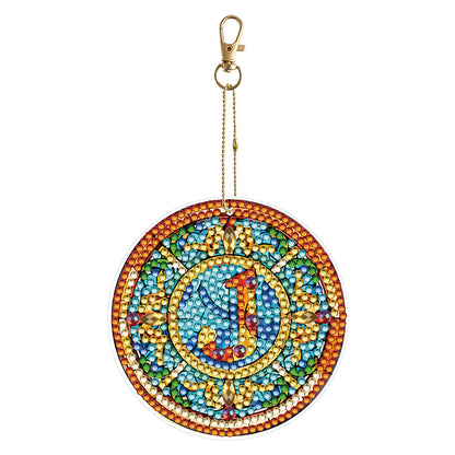 A-Z 26 Letters Double Sided Special Shape Diamond Painting Keychain Pendant (J)