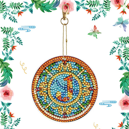 A-Z 26 Letters Double Sided Special Shape Diamond Painting Keychain Pendant (J)