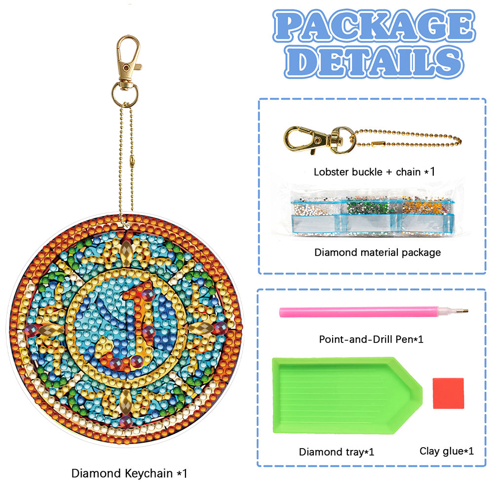 A-Z 26 Letters Double Sided Special Shape Diamond Painting Keychain Pendant (J)