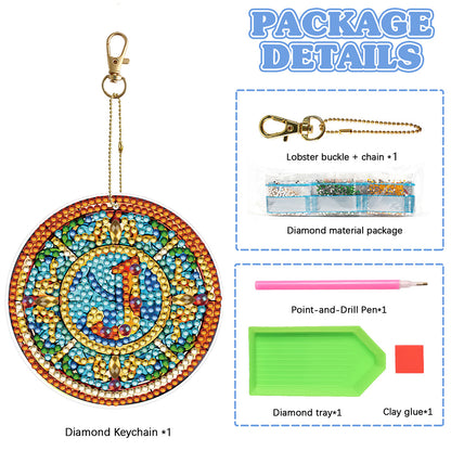 A-Z 26 Letters Double Sided Special Shape Diamond Painting Keychain Pendant (J)