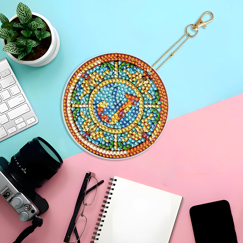 A-Z 26 Letters Double Sided Special Shape Diamond Painting Keychain Pendant (J)