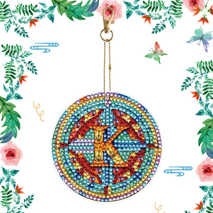 A-Z 26 Letters Double Sided Special Shape Diamond Painting Keychain Pendant (K)