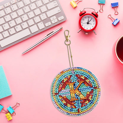 A-Z 26 Letters Double Sided Special Shape Diamond Painting Keychain Pendant (K)