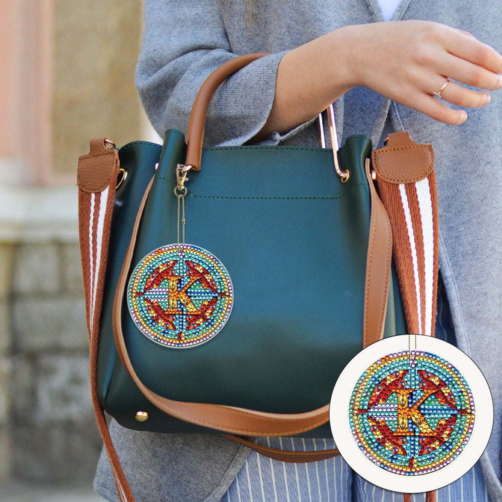 A-Z 26 Letters Double Sided Special Shape Diamond Painting Keychain Pendant (K)