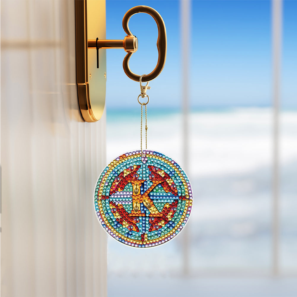 A-Z 26 Letters Double Sided Special Shape Diamond Painting Keychain Pendant (K)