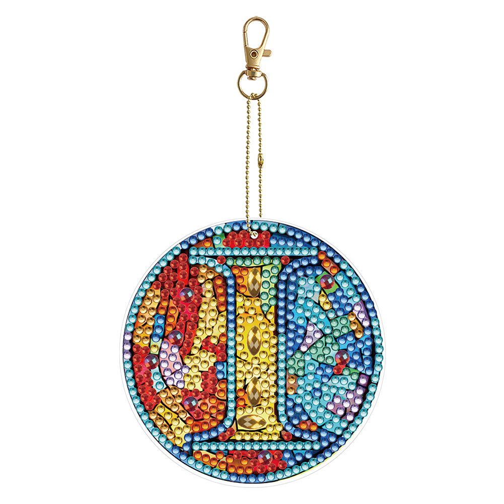 A-Z 26 Letters Double Sided Special Shape Diamond Painting Keychain Pendant (I)