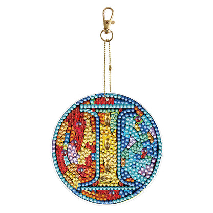 A-Z 26 Letters Double Sided Special Shape Diamond Painting Keychain Pendant (I)