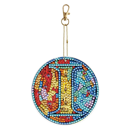A-Z 26 Letters Double Sided Special Shape Diamond Painting Keychain Pendant (I)