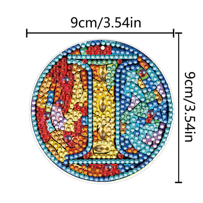 A-Z 26 Letters Double Sided Special Shape Diamond Painting Keychain Pendant (I)