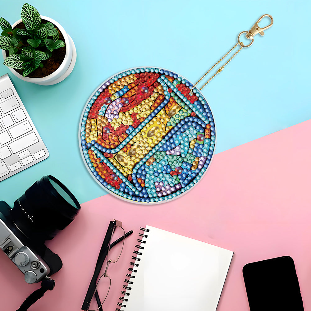 A-Z 26 Letters Double Sided Special Shape Diamond Painting Keychain Pendant (I)