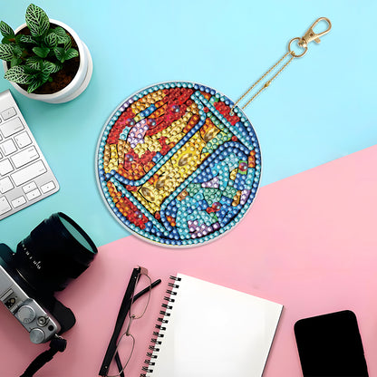 A-Z 26 Letters Double Sided Special Shape Diamond Painting Keychain Pendant (I)