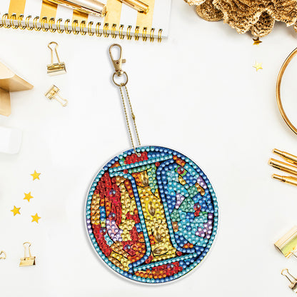 A-Z 26 Letters Double Sided Special Shape Diamond Painting Keychain Pendant (I)