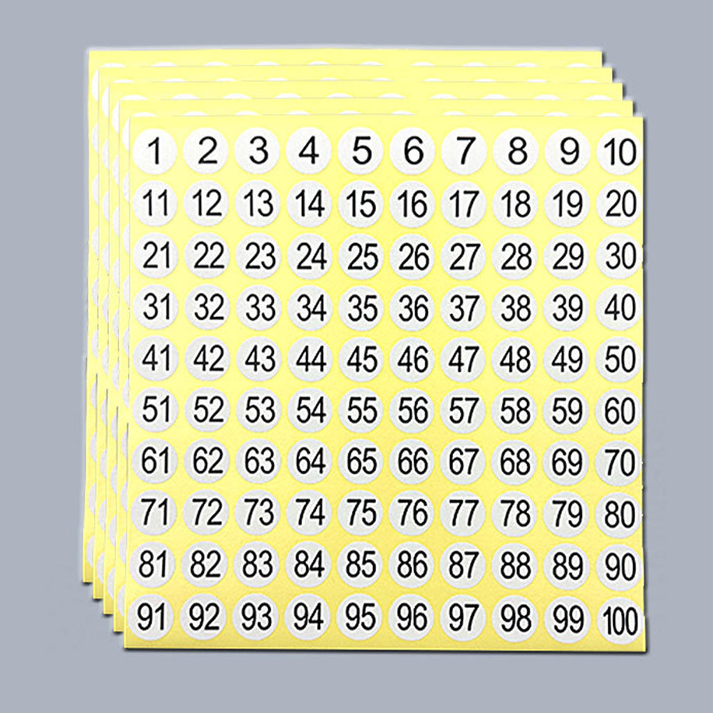 15 Sheets Cross Stitch Consecutive Number Stickers 1 To 100 Round Number Sticker