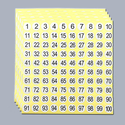 15 Sheets Cross Stitch Consecutive Number Stickers 1 To 100 Round Number Sticker