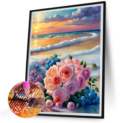 Beach Bouquet Flowers - Full Round Drill Diamond Painting 30*40CM