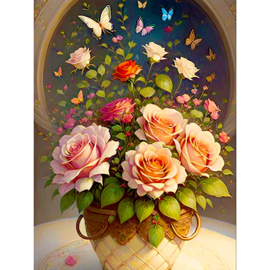 Bouquet Flowers In Vase - Full Round Drill Diamond Painting 30*40CM