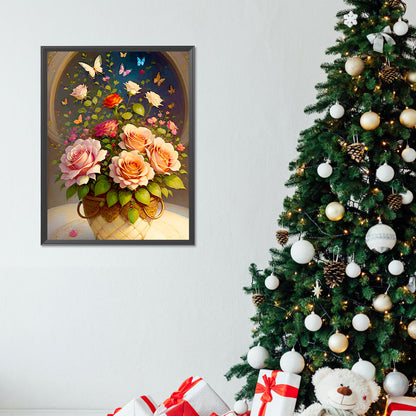 Bouquet Flowers In Vase - Full Round Drill Diamond Painting 30*40CM