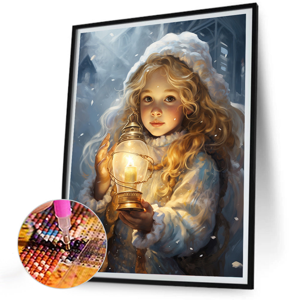 Snowman Child In The Snow - Full Round Drill Diamond Painting 30*40CM