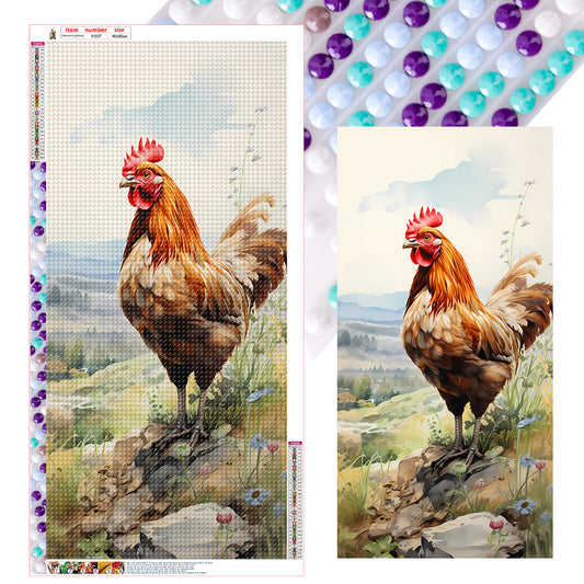 Pastoral Animal Rooster - Full Round Drill Diamond Painting 40*80CM