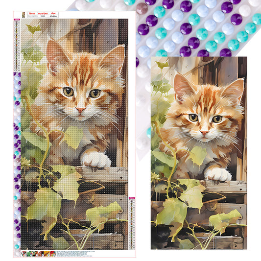 Pastoral Animal Kitten - Full Round Drill Diamond Painting 40*80CM