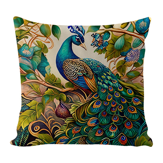 17.72x17.72In Peacock Cross Stitch Stamped Pillow Cover with Zip for Adults (#1)