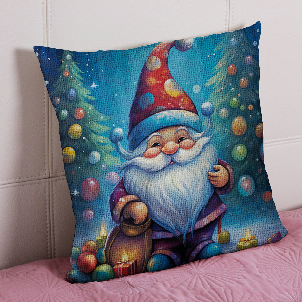 17.72x17.72In Cross Stitch Stamped Pillow Cover Kit with Zip (Christmas Gnome)