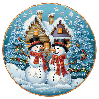 Snowman In Front Of Christmas Door - Special Shaped Drill Diamond Painting 30*30CM